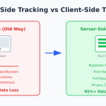 Comparison of server-side vs client-side tracking showing data accuracy improvements